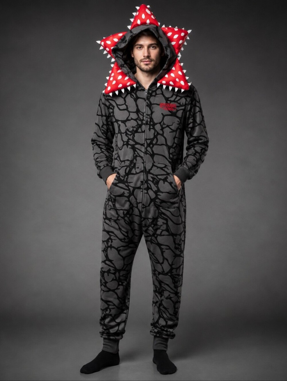 Stranger Things Demogorgon Costume Adult L Hooded Onesie Jumpsuit Halloween